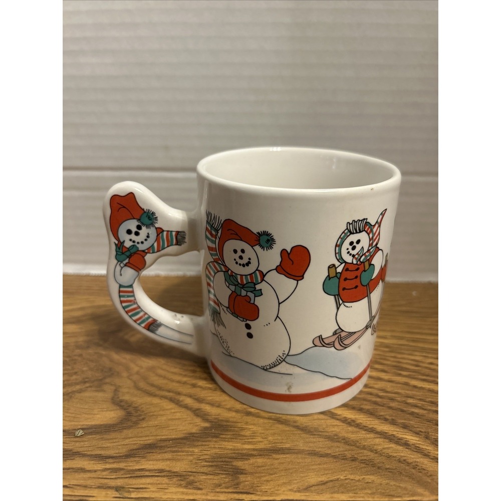 Vintage The Love Mug Christmas Cup Snow Man Handle XM-300 Y2k Holiday VTG Fun